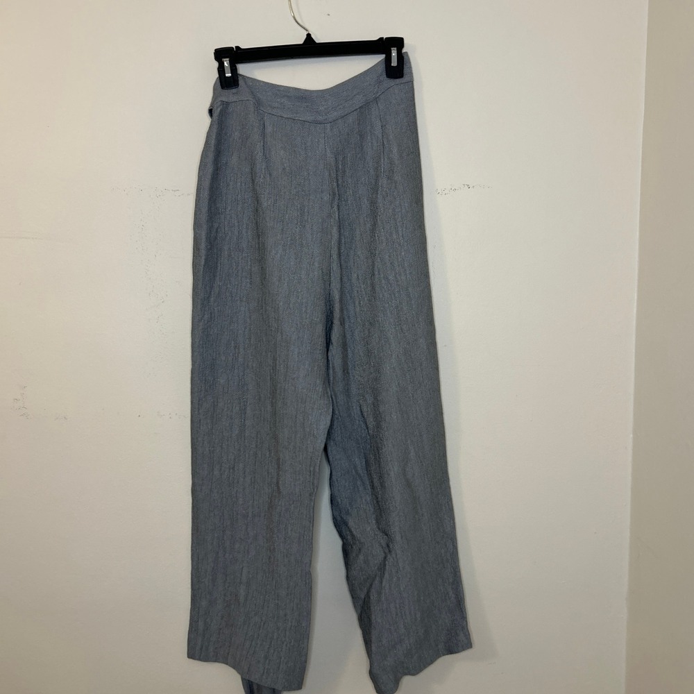 ZARA Gray Wrap Linen Blend Palazzo Pants Size S - Picture 6 of 11